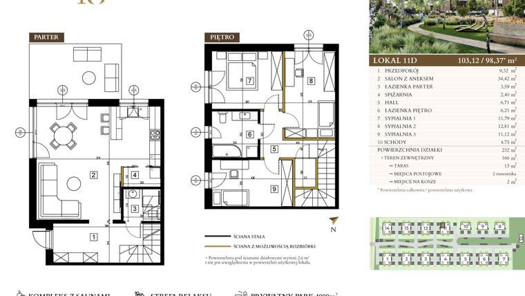 Rzut - Mieszkanie na sprzedaż 4 pokoje o powierzchni 98,37 m² - numer 11D w Lawinowa 18