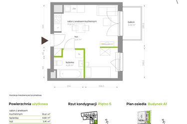 Rzut - Mieszkanie na sprzedaż 1 pokój o powierzchni 27,7 m² - numer A1.5A30 w Bemowo Vita