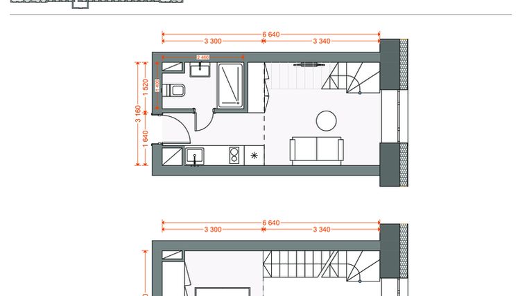 Rzut - Mieszkanie na sprzedaż 2 pokoje o powierzchni 30,41 m² - numer 46 w Legionów 102