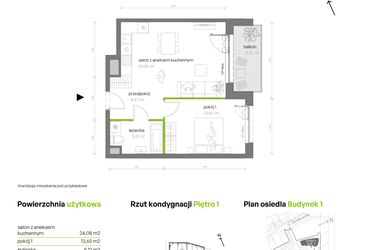 Rzut - Mieszkanie na sprzedaż 2 pokoje o powierzchni 47,82 m² - numer 1.01.M16 w Morska Vita