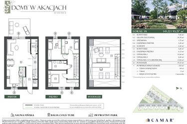 Rzut - Dom na sprzedaż 4 pokoje o powierzchni 145,22 m² - numer 3A w Domy w akacjach