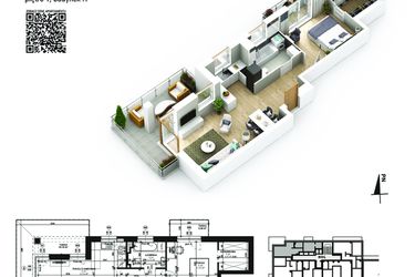 Rzut - Mieszkanie na sprzedaż 2 pokoje o powierzchni 48,95 m² - numer 8 w Piano Park etap VI