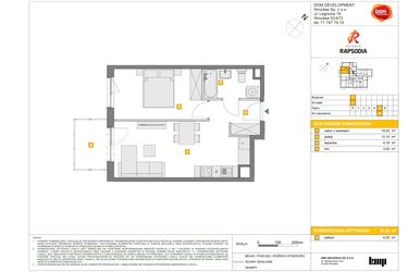 Rzut - Mieszkanie na sprzedaż 2 pokoje o powierzchni 39,23 m² - numer C.40 w Osiedle Rapsodia etap 2