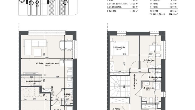 Rzut - Dom na sprzedaż 5 pokoi o powierzchni 114,4 m² - numer 6b w Domy na Przylesiu etap II