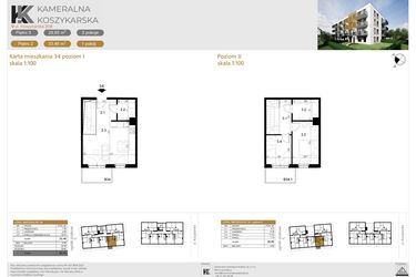 Rzut - Mieszkanie na sprzedaż 3 pokoje o powierzchni 62,33 m² - numer LM34 w Kameralna Koszykarska
