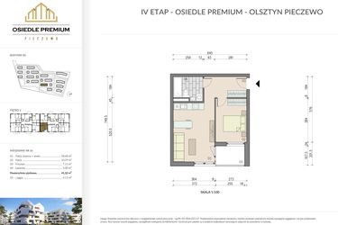 Rzut - Mieszkanie na sprzedaż 2 pokoje o powierzchni 41,1 m² - numer B1.16 w Osiedle Premium etap IV
