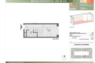 Rzut - Mieszkanie na sprzedaż 1 pokój o powierzchni 18,78 m² - numer 2.23 w START PARK
