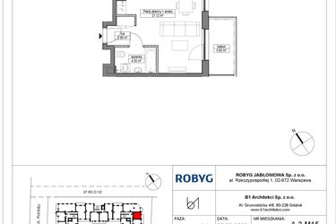 Rzut - Mieszkanie na sprzedaż 1 pokój o powierzchni 28,41 m² - numer A.3M15 w Dobre Miejsce