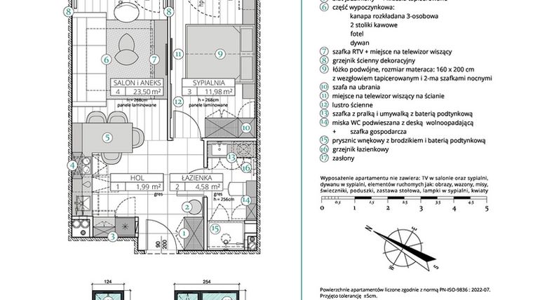 Rzut - Mieszkanie na sprzedaż 2 pokoje o powierzchni 42,05 m² - numer A.2.1 w Remedium