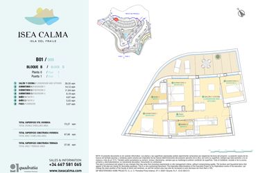 Rzut - Mieszkanie na sprzedaż 3 pokoje o powierzchni 87 m² - numer CAV-MS-5120 w Isea Calma - Aguilas