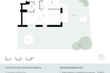 Rzut - Mieszkanie na sprzedaż 2 pokoje o powierzchni 38,76 m² - numer M5 w Park-Wojszyce