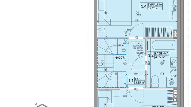 Rzut - Dom na sprzedaż 3 pokoje o powierzchni 68,42 m² - numer 31B w Osiedle Słoneczne etap IV
