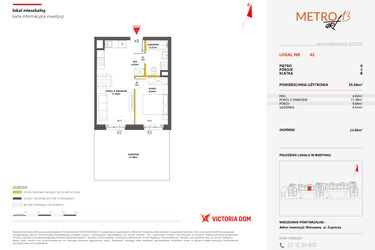 Rzut - Mieszkanie na sprzedaż 2 pokoje o powierzchni 35,63 m² - numer 42 w Metro Art 13