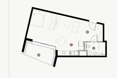Rzut - Mieszkanie na sprzedaż 1 pokój o powierzchni 37,1 m² - numer II.7.2 w Tuwima Apartments