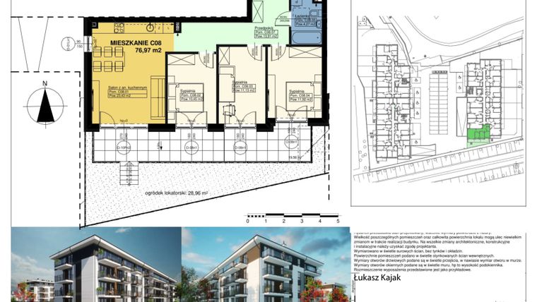 Rzut - Mieszkanie na sprzedaż 4 pokoje o powierzchni 76,97 m² - numer C08 w Duo Park