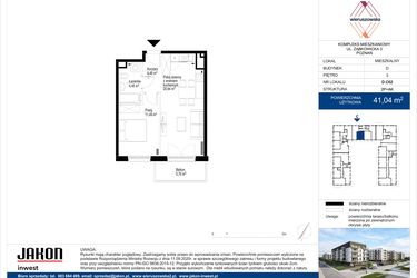 Rzut - Mieszkanie na sprzedaż 2 pokoje o powierzchni 41,04 m² - numer D.C62 w Wieruszowska D