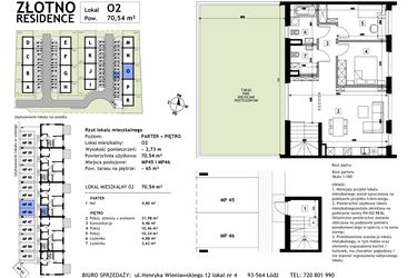 Rzut - Mieszkanie na sprzedaż 3 pokoje o powierzchni 70,54 m² - numer O2 w Złotno Residence