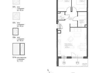 Rzut - Mieszkanie na sprzedaż 3 pokoje o powierzchni 67,79 m² - numer F.1.2.4 w Optima VII
