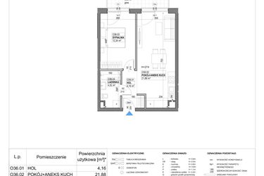 Rzut - Mieszkanie na sprzedaż 2 pokoje o powierzchni 44,47 m² - numer O36 w Miasto Ogród 6 - OSLO i SZTOKHOLM