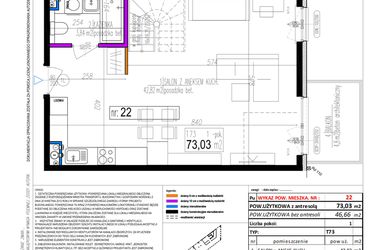 Rzut - Mieszkanie na sprzedaż 1 pokój o powierzchni 73,03 m² - numer 22 w Strumykowa