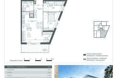 Rzut - Mieszkanie na sprzedaż 3 pokoje o powierzchni 66,23 m² - numer M-10 w Unikat Apartamenty D