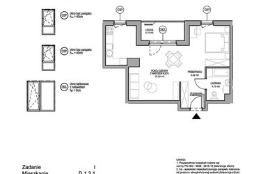 Rzut - Mieszkanie na sprzedaż 1 pokój o powierzchni 47,82 m² - numer D.1.3.1 w Rumia Centralna