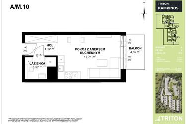 Rzut - Mieszkanie na sprzedaż 1 pokój o powierzchni 25,4 m² - numer A_M10 w Triton Kampinos III