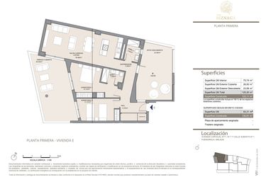 Rzut - Mieszkanie na sprzedaż 2 pokoje o powierzchni 122 m² - numer 1E w Torre Biznaga