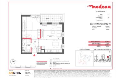 Rzut - Mieszkanie na sprzedaż 1 pokój o powierzchni 50,38 m² - numer A.025 w Modena II