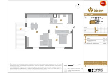 Rzut - Mieszkanie na sprzedaż 2 pokoje o powierzchni 52,94 m² - numer R5 w Wille Biskupin III
