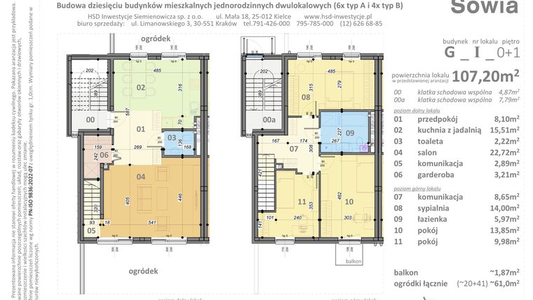 Rzut - Mieszkanie na sprzedaż 5 pokoi o powierzchni 107,2 m² - numer G1 w Sowia