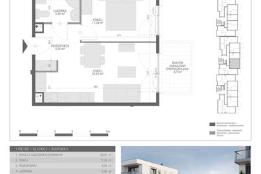Rzut - Mieszkanie na sprzedaż 2 pokoje o powierzchni 40,06 m² - numer 29 w Monsa bud. E