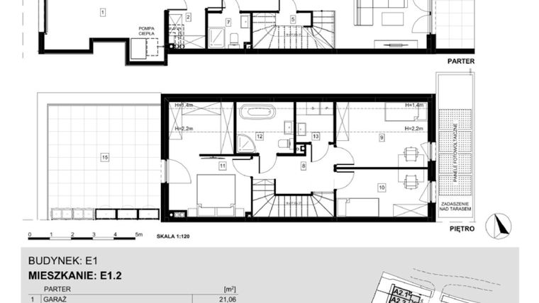 Rzut - Dom na sprzedaż 4 pokoje o powierzchni 123,1 m² - numer E1.2 w Ville Przy Białej