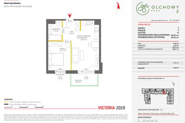 Rzut - Mieszkanie na sprzedaż 2 pokoje o powierzchni 40,87 m² - numer A.121 w Olchowy Park II