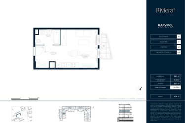 Rzut - Mieszkanie na sprzedaż 1 pokój o powierzchni 29,73 m² - numer A.M021 w Riviera⁵
