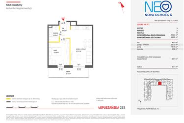 Rzut - Mieszkanie na sprzedaż 2 pokoje o powierzchni 41,11 m² - numer 83 w Neo Nova Ochota 6