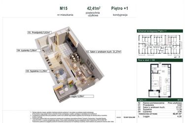 Rzut - Mieszkanie na sprzedaż 2 pokoje o powierzchni 42,41 m² - numer C.15 w Nowy Bańgów bud. C