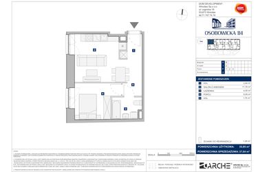 Rzut - Mieszkanie na sprzedaż 2 pokoje o powierzchni 37,04 m² - numer A.2 w Osobowicka 114