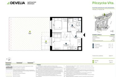 Rzut - Mieszkanie na sprzedaż 1 pokój o powierzchni 28,98 m² - numer AB0004 w Pilczycka Vita