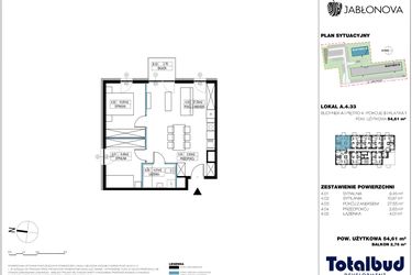 Rzut - Mieszkanie na sprzedaż 3 pokoje o powierzchni 55,28 m² - numer A.4.33 w Jabłonova