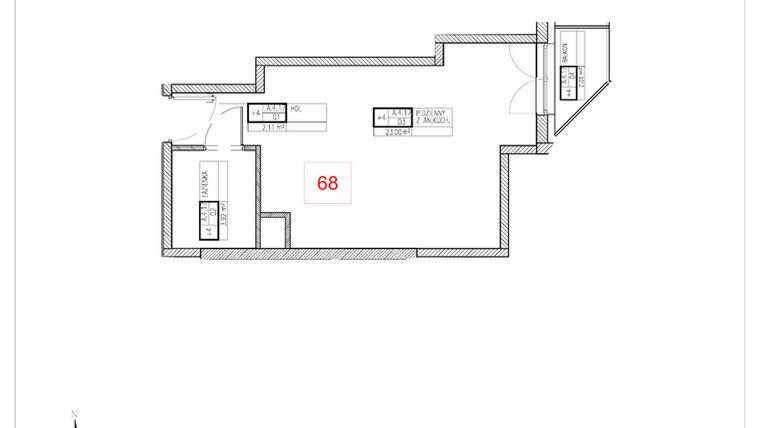 Rzut - Mieszkanie na sprzedaż 1 pokój o powierzchni 29,03 m² - numer A4.17 w Rezydencja Ogród Saski etap I i II