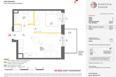 Rzut - Mieszkanie na sprzedaż 2 pokoje o powierzchni 34,7 m² - numer D.18 w Piastova Osada
