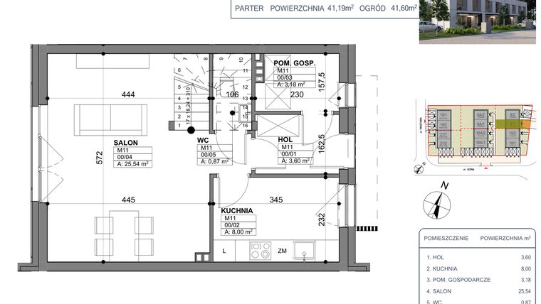 Rzut - Dom na sprzedaż 4 pokoje o powierzchni 82,62 m² - numer 8/1 w Osiedle Leśny Zakątek
