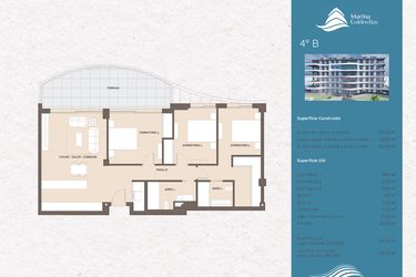 Rzut - Mieszkanie na sprzedaż 3 pokoje o powierzchni 107,65 m² - numer GB-4B w Marina Golden Bay