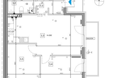 Rzut - Mieszkanie na sprzedaż 3 pokoje o powierzchni 59,46 m² - numer 44B w Osiedle Młodych etap V