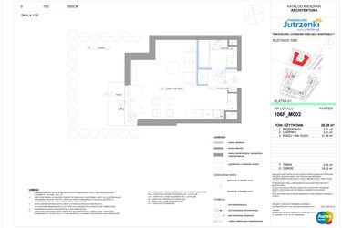 Rzut - Mieszkanie na sprzedaż 1 pokój o powierzchni 28,28 m² - numer 106F/M002 w Miasteczko Jutrzenki Dzielnica Hortensji