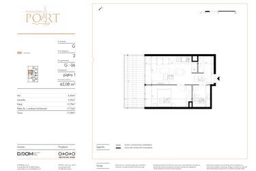 Rzut - Mieszkanie na sprzedaż 2 pokoje o powierzchni 42,08 m² - numer G_6 w Warmiński Port etap V