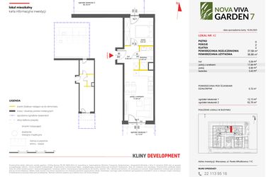 Rzut - Mieszkanie na sprzedaż 2 pokoje o powierzchni 37,58 m² - numer 42 w Nova Viva Garden 7