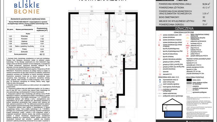 Rzut - Mieszkanie na sprzedaż 3 pokoje o powierzchni 49,12 m² - numer A5-1 w Bliskie Błonie