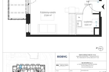 Rzut - Mieszkanie na sprzedaż 1 pokój o powierzchni 27,12 m² - numer I.6M12 w Nadmotławie Apartments etap I